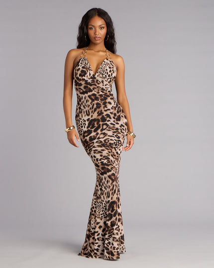Jeanette Cheetah Print Mermaid Formal Dress