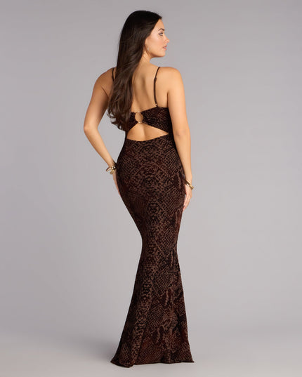 Arli Snake Velvet Burnout Mermaid Dress