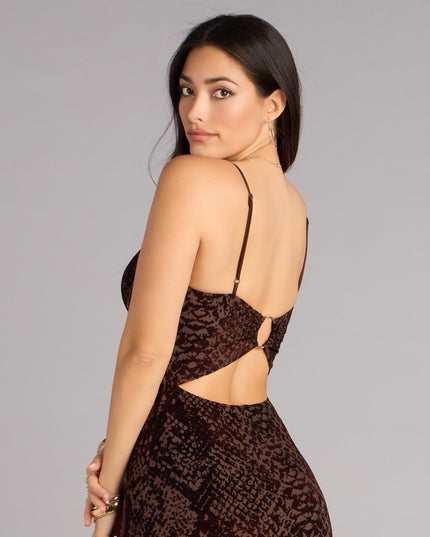Arli Snake Velvet Burnout Mermaid Dress