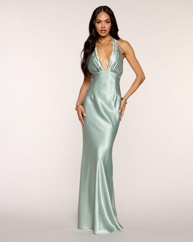Ariel Satin Open Back Formal Dress