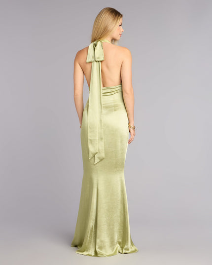 This sage green prom dress, the Erika Halter Satin Column Formal Dress , features a sleek, floor-length design with trend-forward details that capture the excitement of Prom 2026.