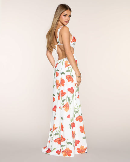 Rylan Floral Linen Cutout A-Line Dress