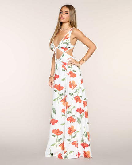 Rylan Floral Linen Cutout A-Line Dress