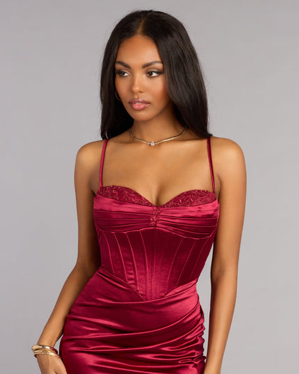 Blair Satin Corset Lace-Up Formal Dress