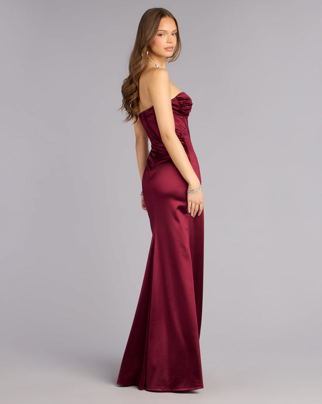 Alissa Satin Corset Slit Formal Dress