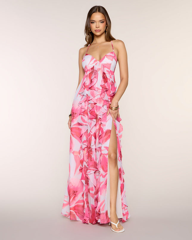 Annalise Floral Ruffle Formal Dress