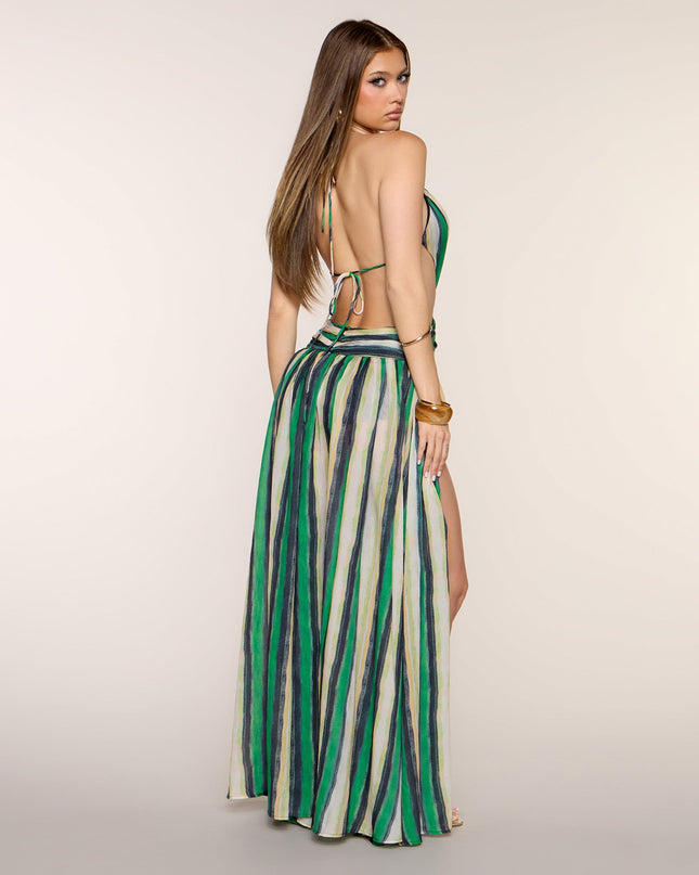 Alison Striped Chiffon Formal Dress