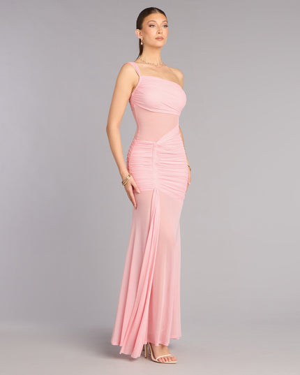 Caterina Mesh One-Shoulder Formal Dress
