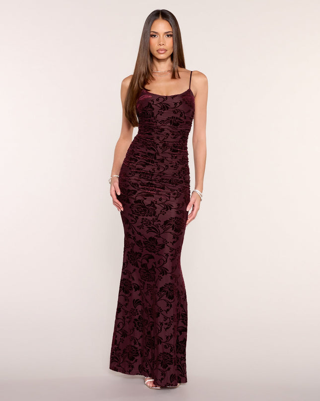 Aileen Floral Velvet Burnout Mermaid Dress