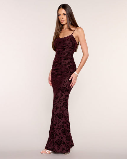 Aileen Floral Velvet Burnout Mermaid Dress