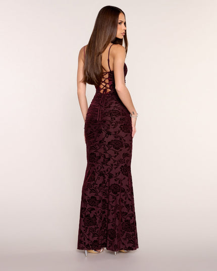 Aileen Floral Velvet Burnout Mermaid Dress