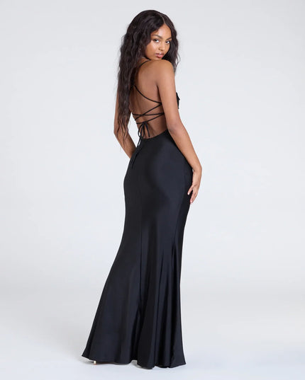 Delia Formal Cowl Neck Long Dress