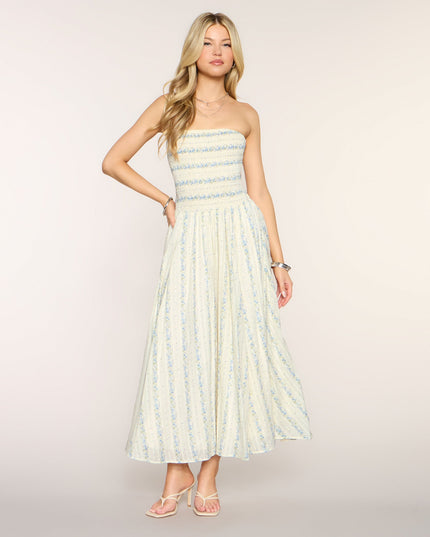 Sunday In Bloom Strapless Midi Dress