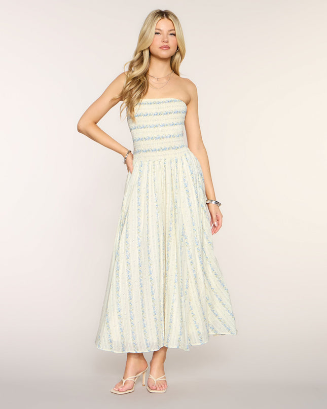Sunday In Bloom Strapless Midi Dress
