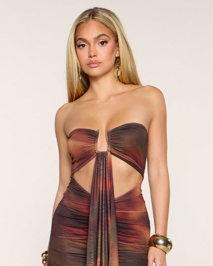 Bold Allure Abstract Print Cutout Mini Tube Dress