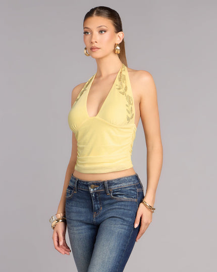 Flirty Shine Rhinestone Halter Top