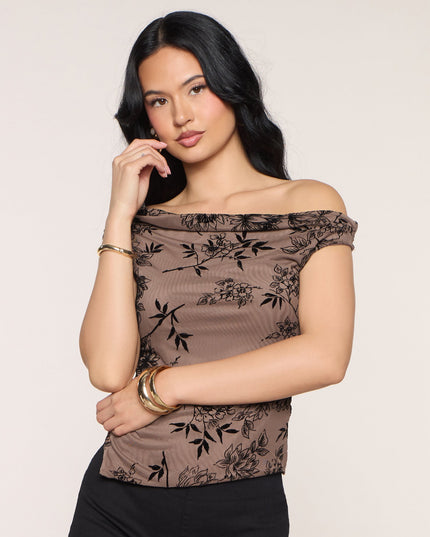 Off Balance Floral Mesh Crop Top