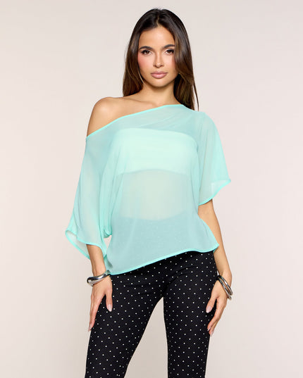 Postcard Pending Asymmetrical Chiffon Top