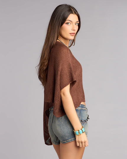 So Breezy Off-Shoulder Poncho Top