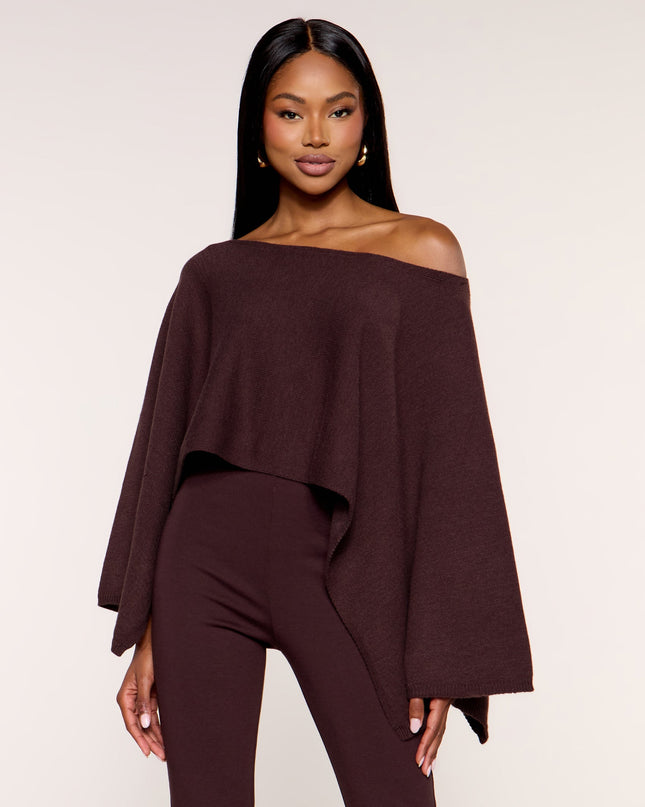 Angle Shift Asymmetrical Poncho Sweater