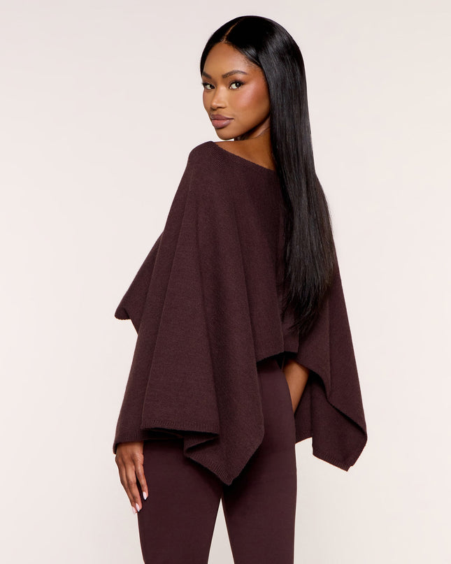Angle Shift Asymmetrical Poncho Sweater
