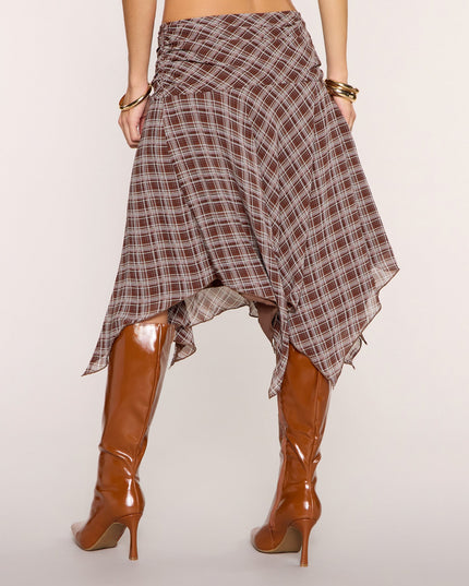 Checked Out Plaid Slit Midi Skirt