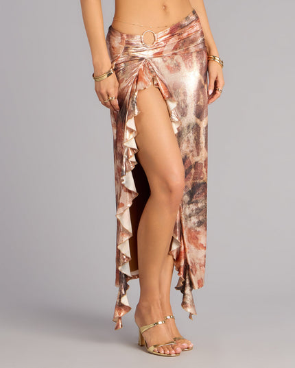 Golden Rush Metallic Ruffle Maxi Skirt