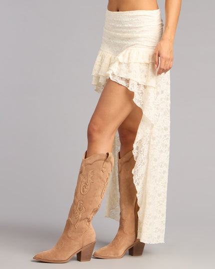 Boho Nights Lace High-Low Skirt