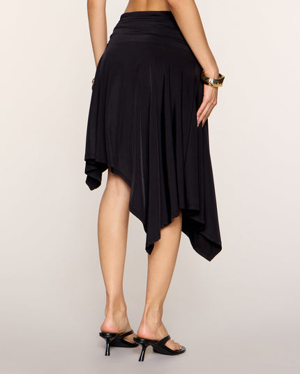 Plans in Motion Ruched Asymmetrical Midi Skirt
