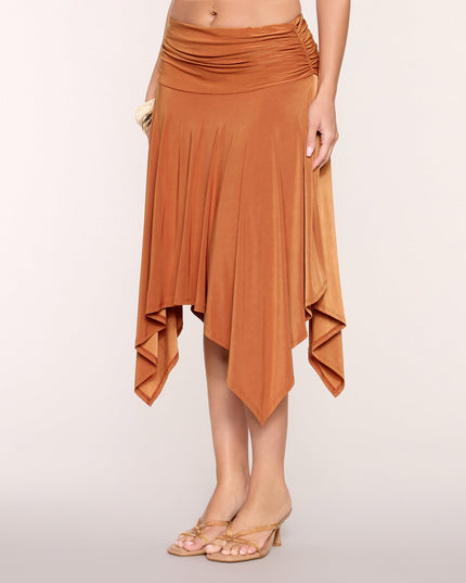 Soft Angle Draped Handkerchief Midi Skirt