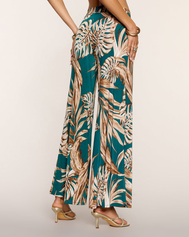 Palm Print Daydream Wide-Leg Pants