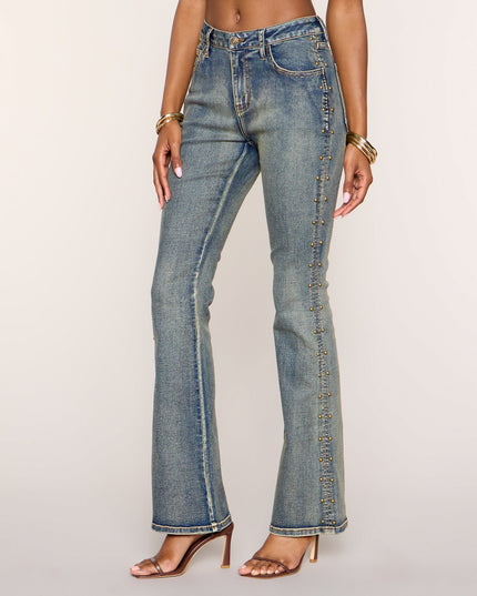 Studded And Snatched Flare Jeans