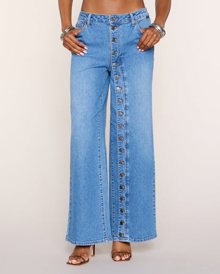 All Fastened Button Up Wide-Leg Jeans