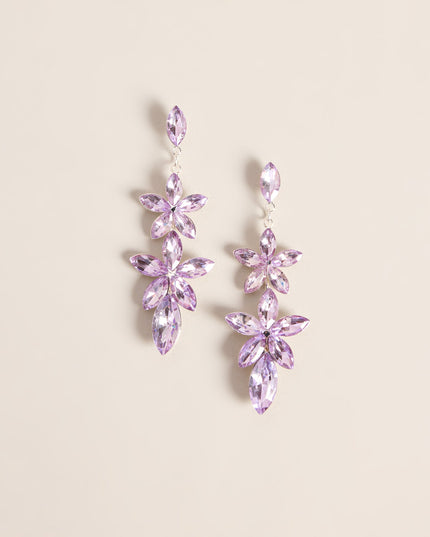 Petal Drama Rhinestone Floral Drop Earrings