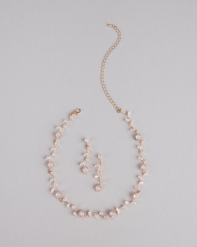 Floral Beauty Necklace And Earrings Set