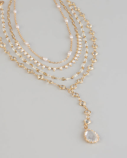 Stacked Shine Crystal Beaded Layered Necklace