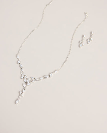 Gilded Vine Rhinestone Necklace And Earrings Set