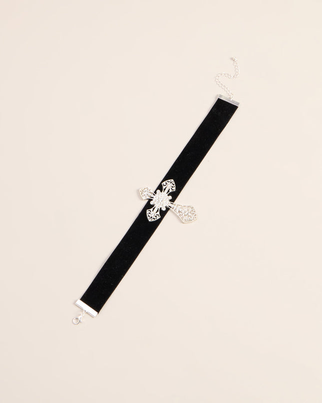 Cross My Heart Velvet Choker Necklace