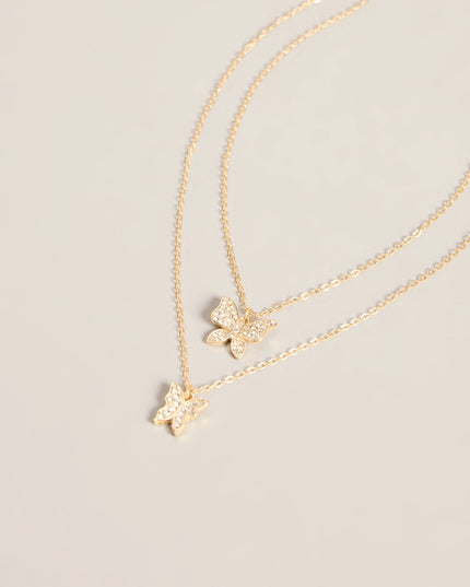 Butterfly Effect Layered Rhinestone Pendant Necklace