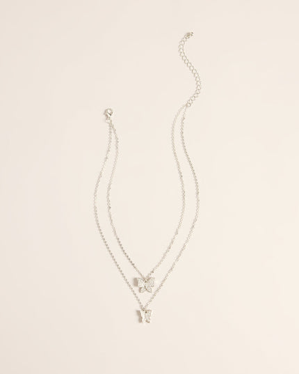 Butterfly Effect Layered Rhinestone Pendant Necklace