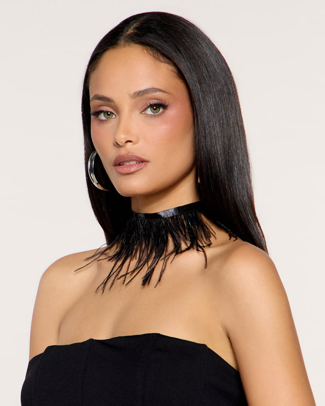 Feather Forecast Faux Feather Choker Necklace