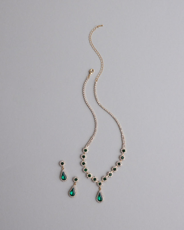 Luxe Look Gemstone Necklace And Earrings Set