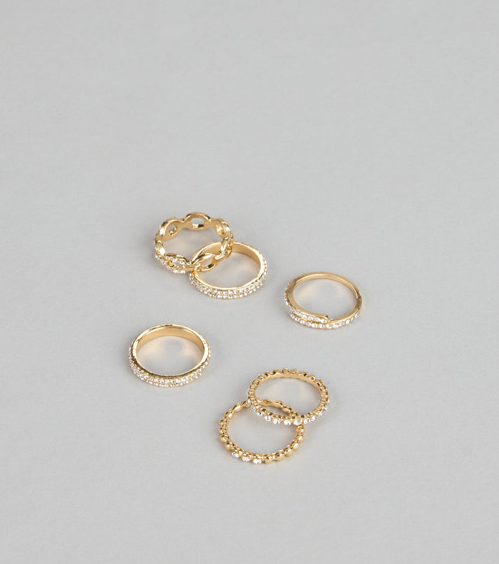 Shimmer Stacking Rhinestone Ring Set