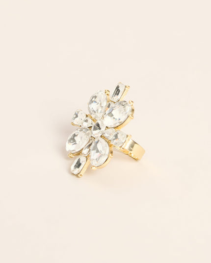 Bold Bloom Rhinestone Flower Ring