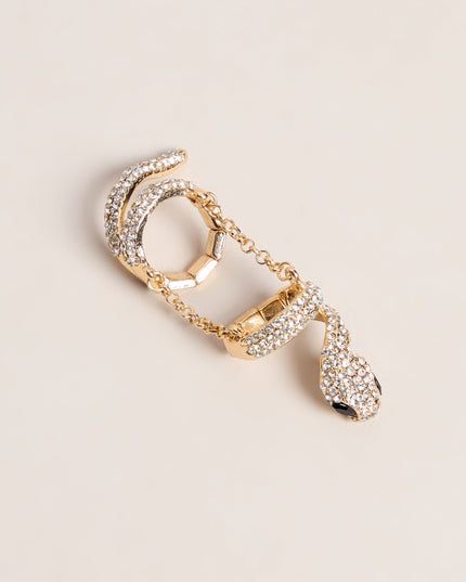 Edgy Sparkle Rhinestone Snake Stretch Ring