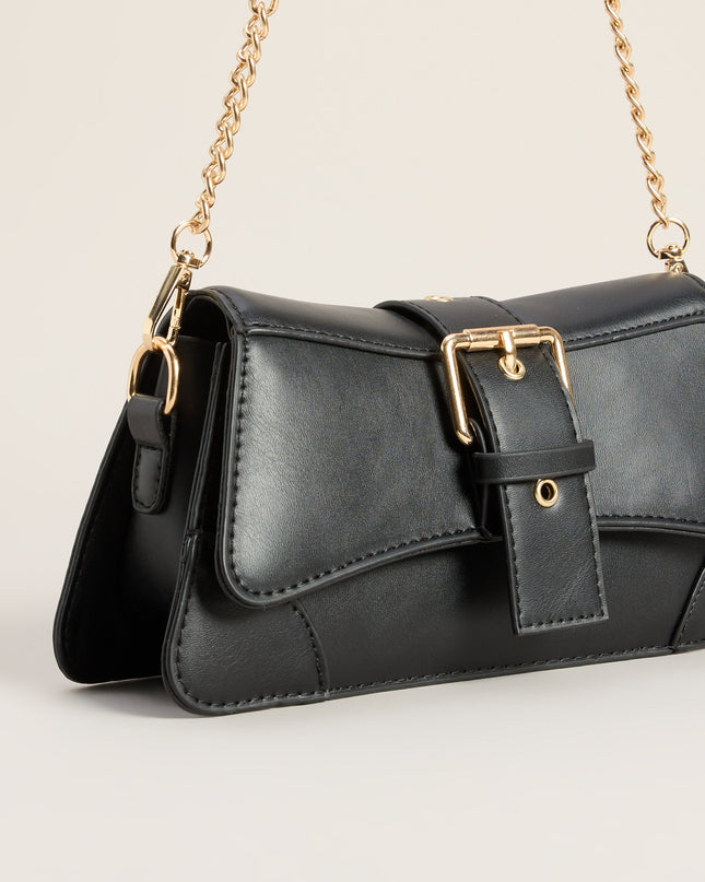 Sleek Finish Faux Leather Shoulder Bag
