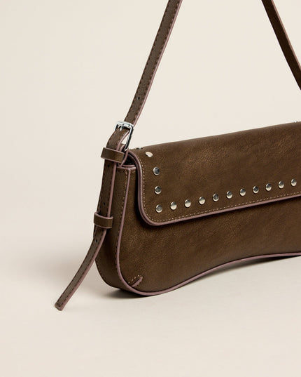 Stud Service Faux Suede Shoulder Bag