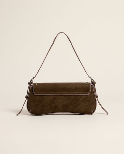 Stud Service Faux Suede Shoulder Bag