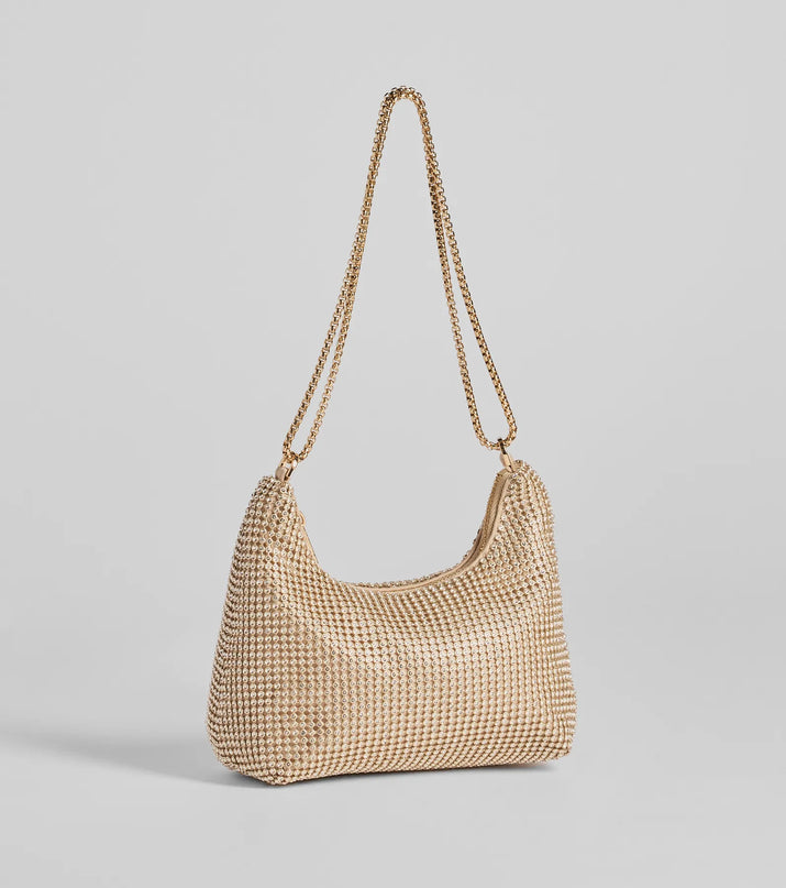 Glamour Girlie Rhinestone Mesh Shoulder Bag
