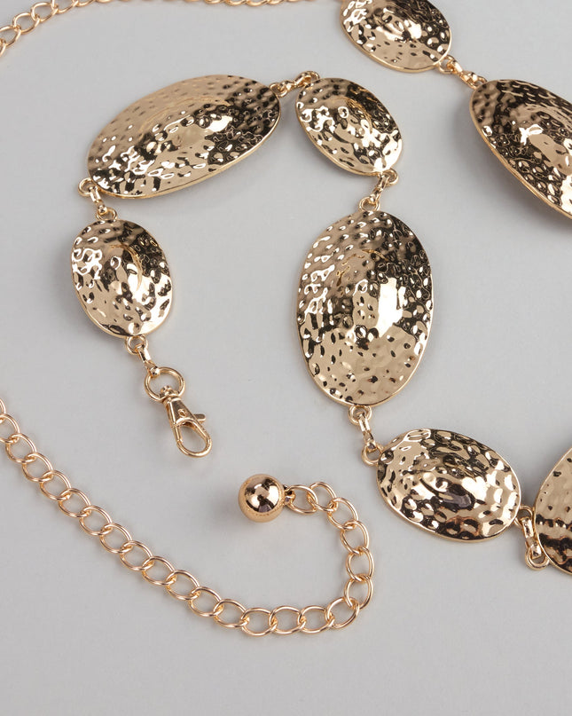 Bold Shine Etched Concho Chain Belt